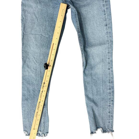 Agolde Nico High Rise Blue Light Wash Chew Hem Distressed Skinny Jeans size 23 - Picture 8 of 11
